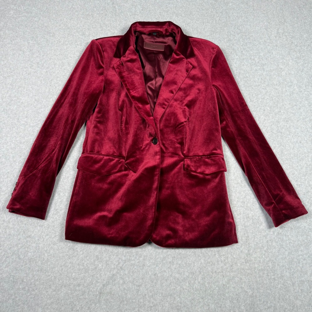 Blank NYC Women Dark Academia Steampunk Burgundy Red Velvet Blazer Jacket S